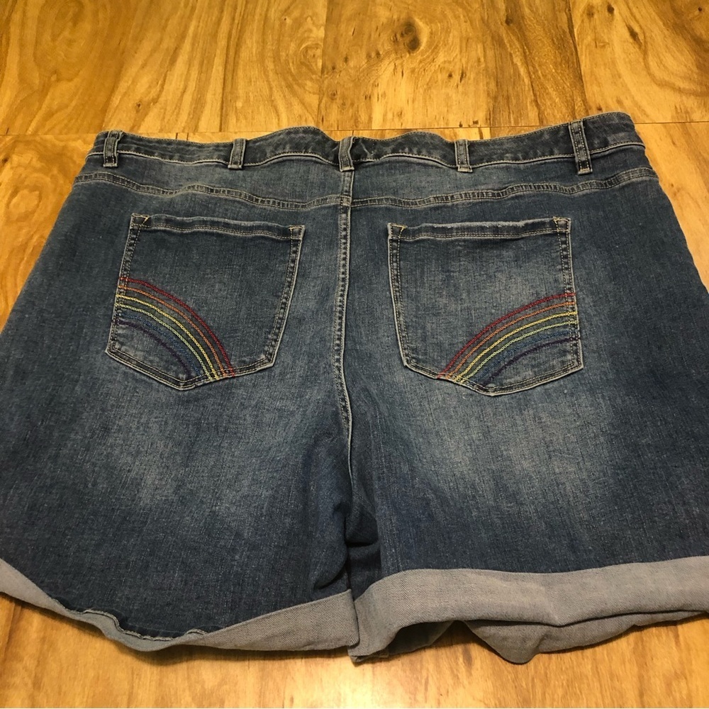 Lane Bryant Blue Jean Shorts with Rainbow Detail